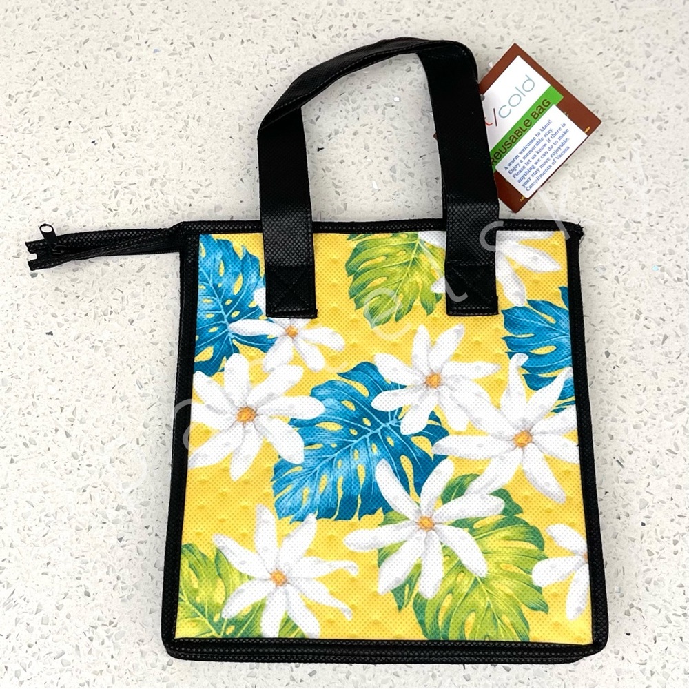🆕 HOT/COLD insulated reusable floral tote bag